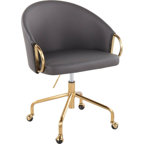 Claire Office Task Chair in Gold & Grey Leatherette